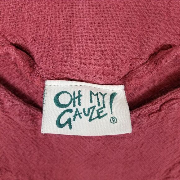 Oh My Gauze Women Textured Top Blouse Sz 3 XL Mauve Popover Lagenlook Minimalist - Picture 3 of 4